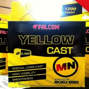 NYLON PESCA SURFCASTING FALCON YELLOW CAST 300 METRI CERATO COLORE GIALLO