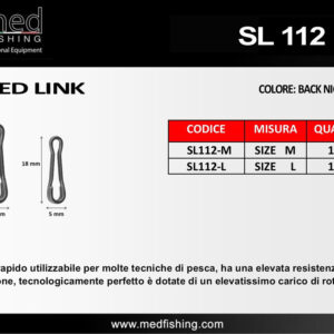 MED FISHING Sgancio rapido SPEED LINK SL112-L10 Misura L confezione da 10 Pezzi