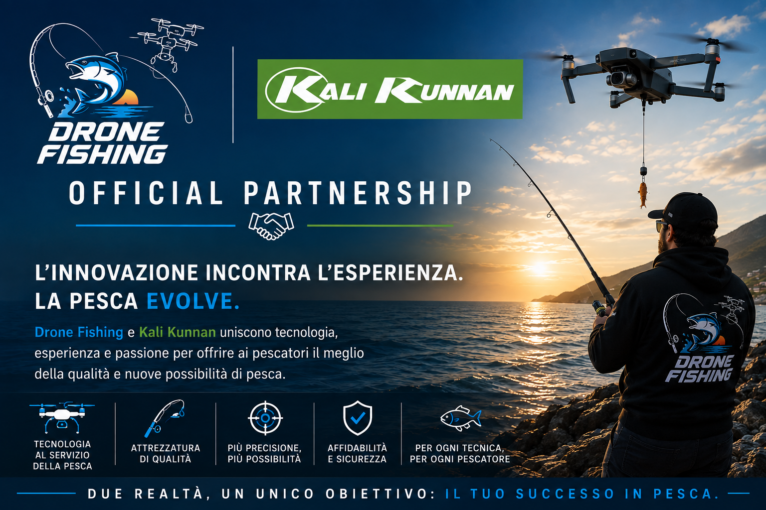 Drone Fishing e Kali Kunnan: nasce una nuova partnership per portare innovazione e qualità nel mondo della pesca